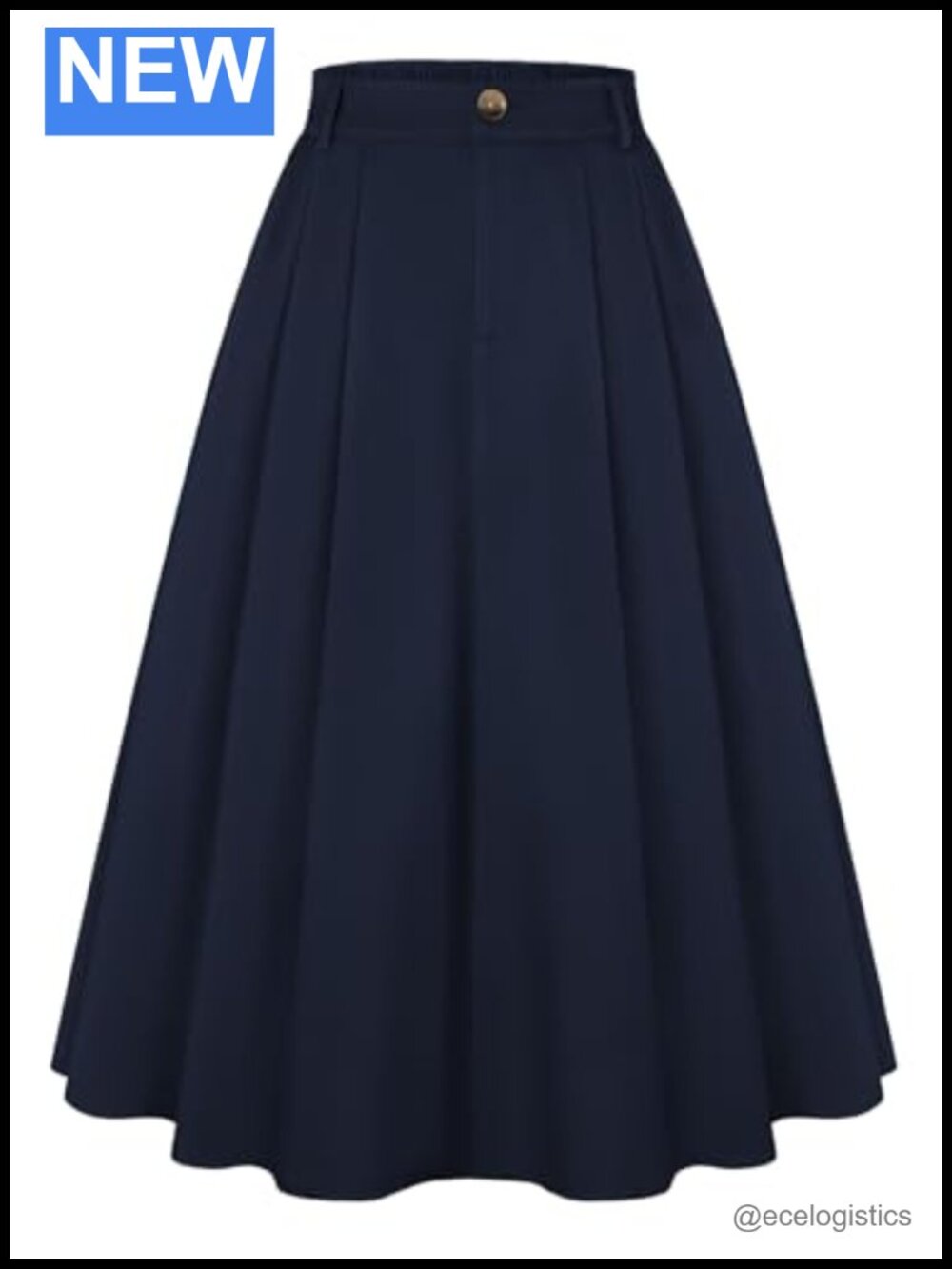 Vintage Pleated A-Line Midi Skirt High Waist Pockets Flared